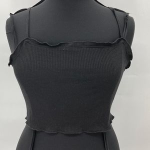 BP. Nordstrom Women’s Ruffle Black Cropped Tank Top